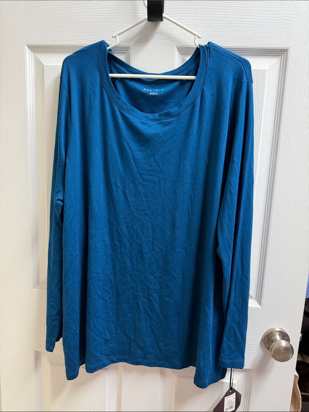 Ava & Viv Teal Long Sleeve Scoop Neck Top